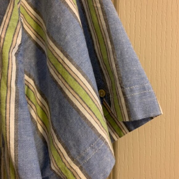 Ben Sherman Men's XXL Cotton Stretch Short Sleeve Blue Multi-Stripe Shirt - Picture 5 of 6